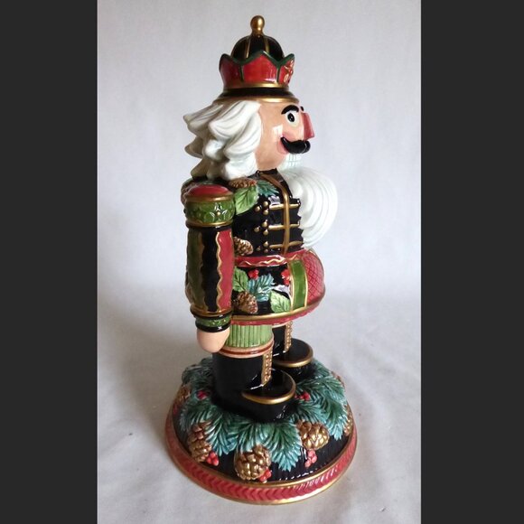 NEW 12” 2003 LE 3500 FITZ & FLOYD CERAMIC SMALL PINE CONE SOLDIER NUTCRACKER - Picture 3 of 10